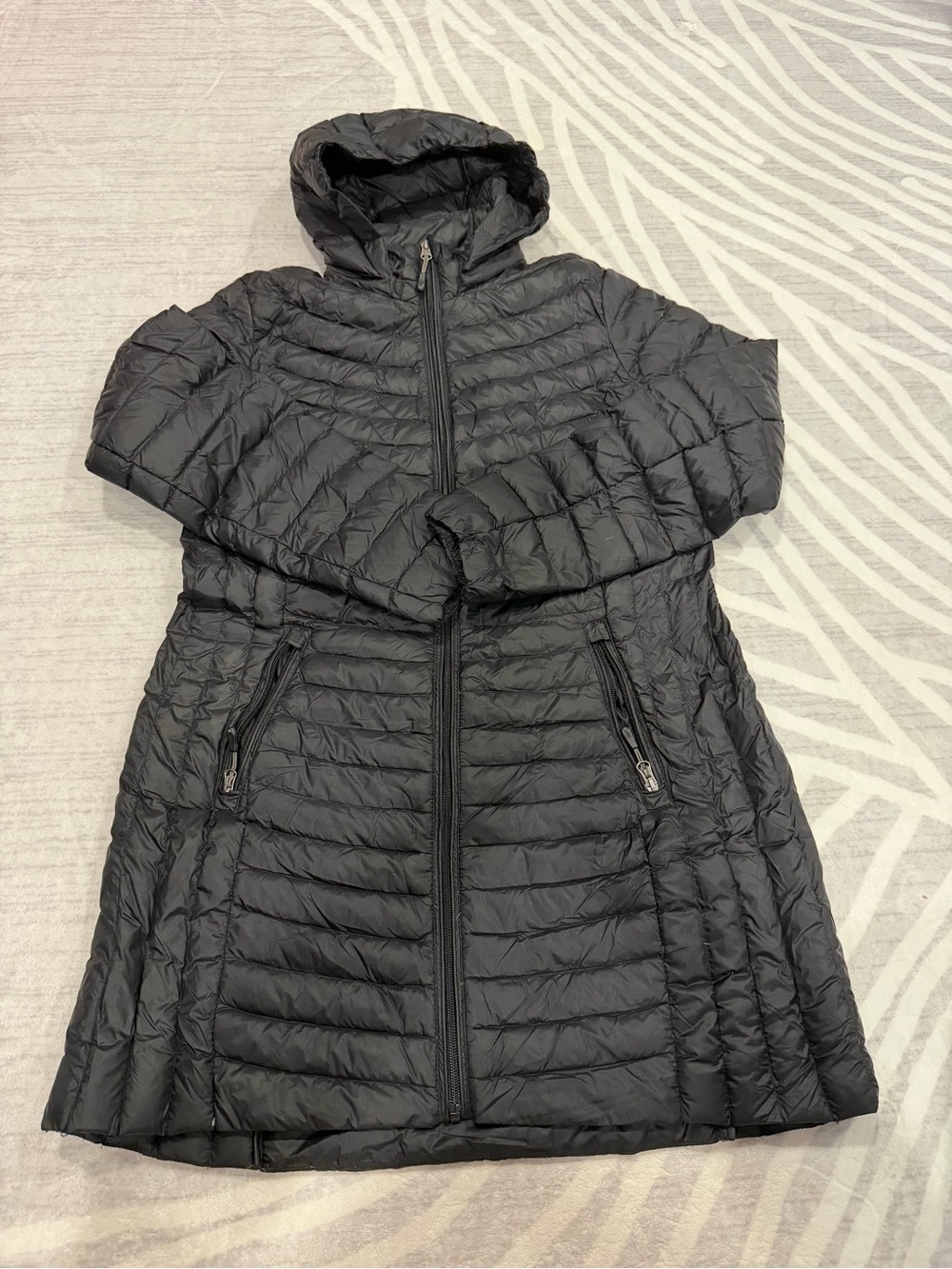 Slim Fit Black Hooded Quilted Puffer Coat